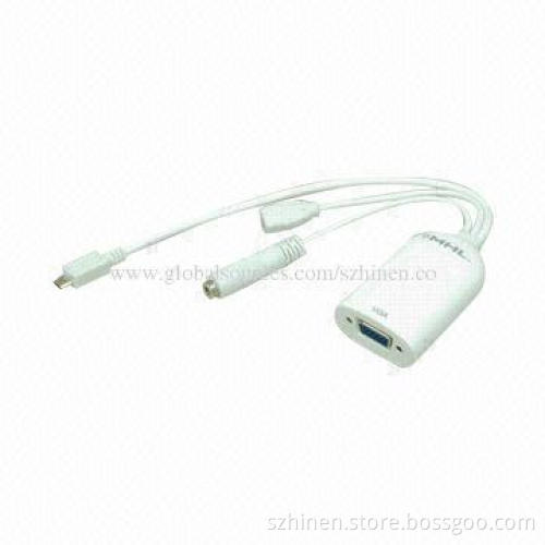 MHL to VGA and Stereo Audio Adapter, Supports All Bandwidth Between 25-75MHz